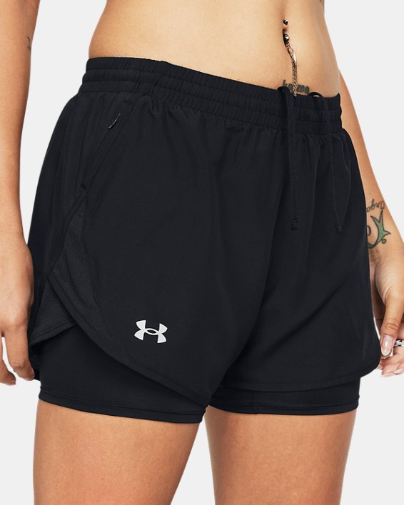 Women's UA Fly-By 2-in-1 Shorts in Black image number 3